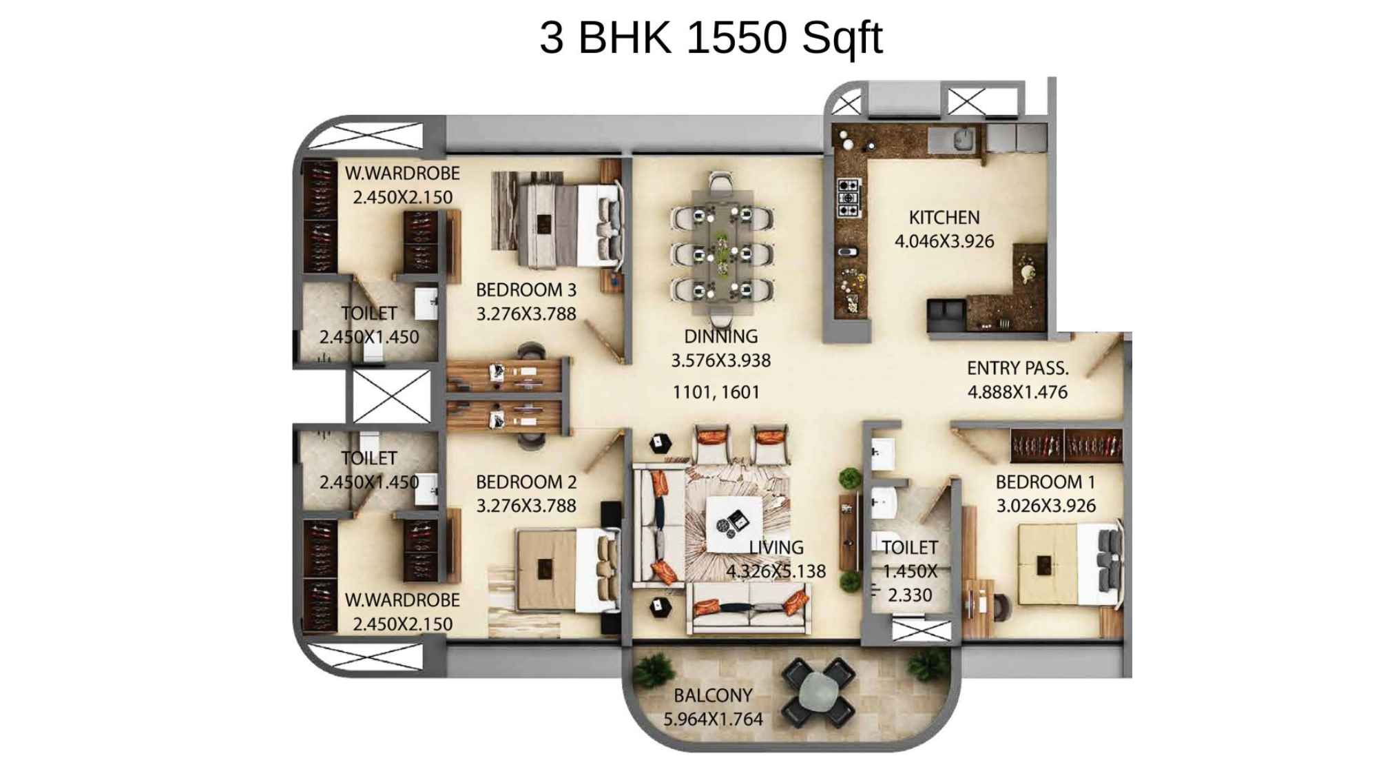 Typical-Floor-Plan-Kumar-Siddhachal-Floor-Plan-3-BHK-1550-Sqft